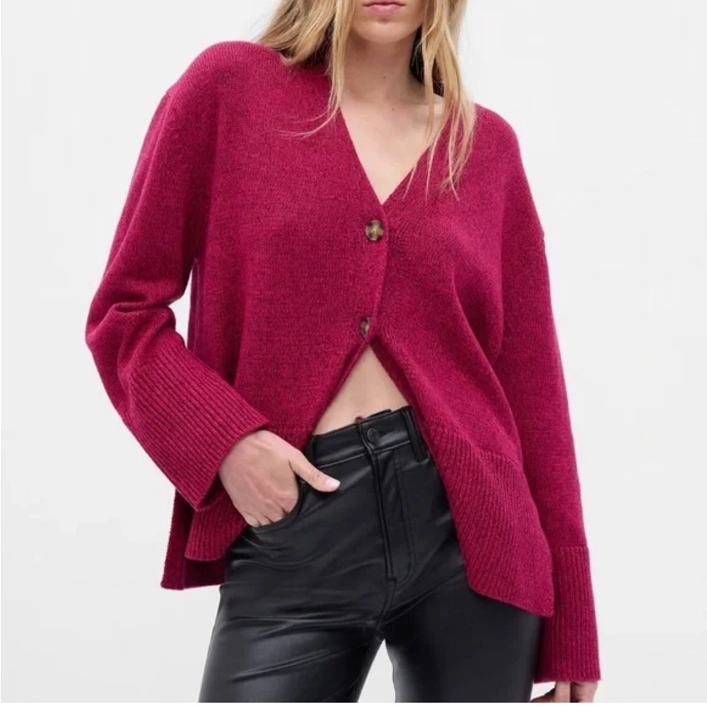 GAP Burgundy Long Sleeve Knit Cardigan Size Small